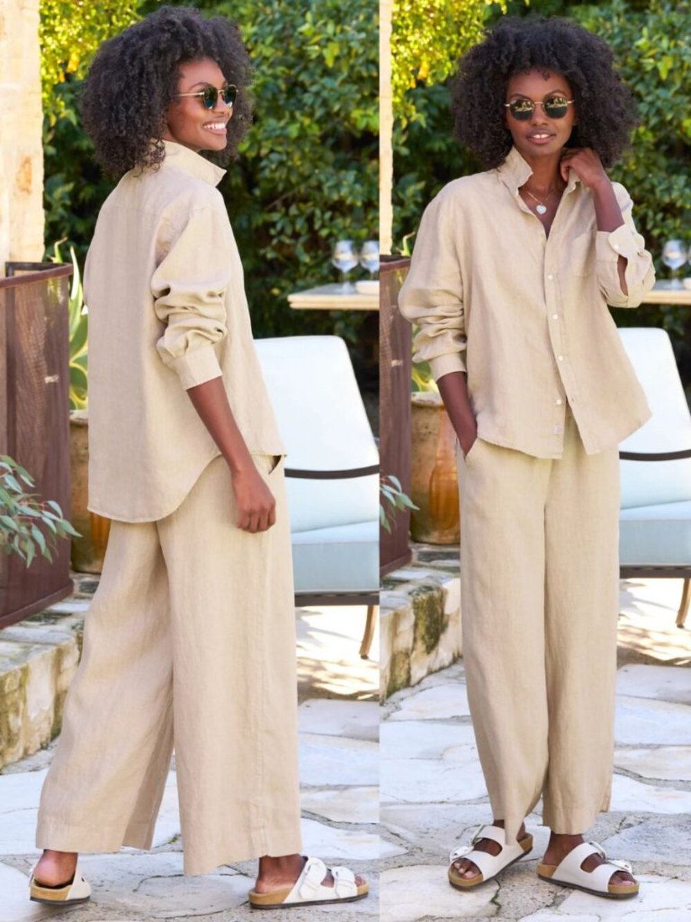 Frank & Eileen Tuscany Getaway Set Biscuit Tan Eileen Shirt Maisie Pant Size XS - Picture 2 of 10